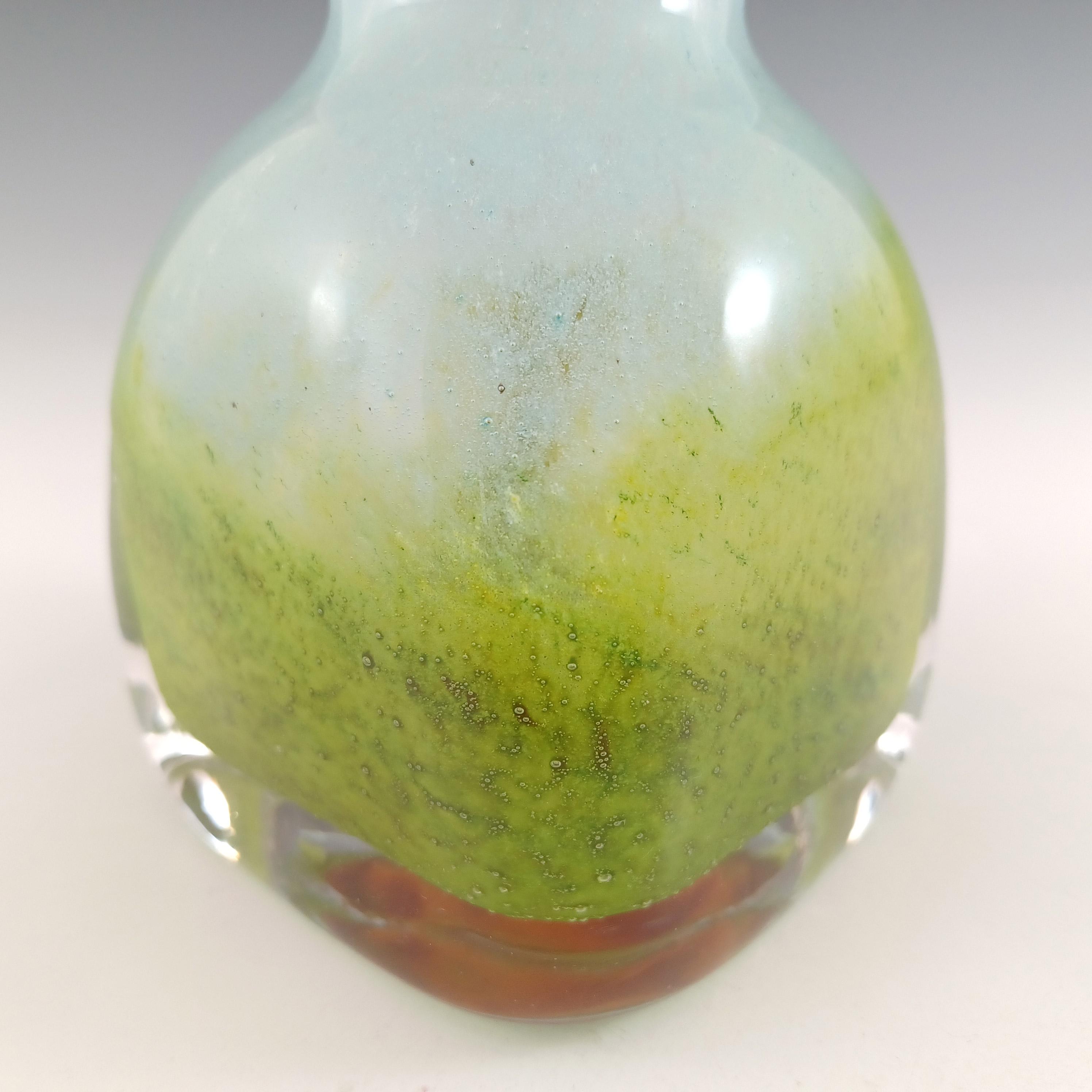 署名入り #L1362 エケナス ブルー＆グリーン ガラス花瓶 ジョン