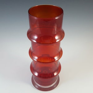 Riihimaki 1532 Riihimaen Lasi Oy Red Hooped Cased Glass Vase image 2