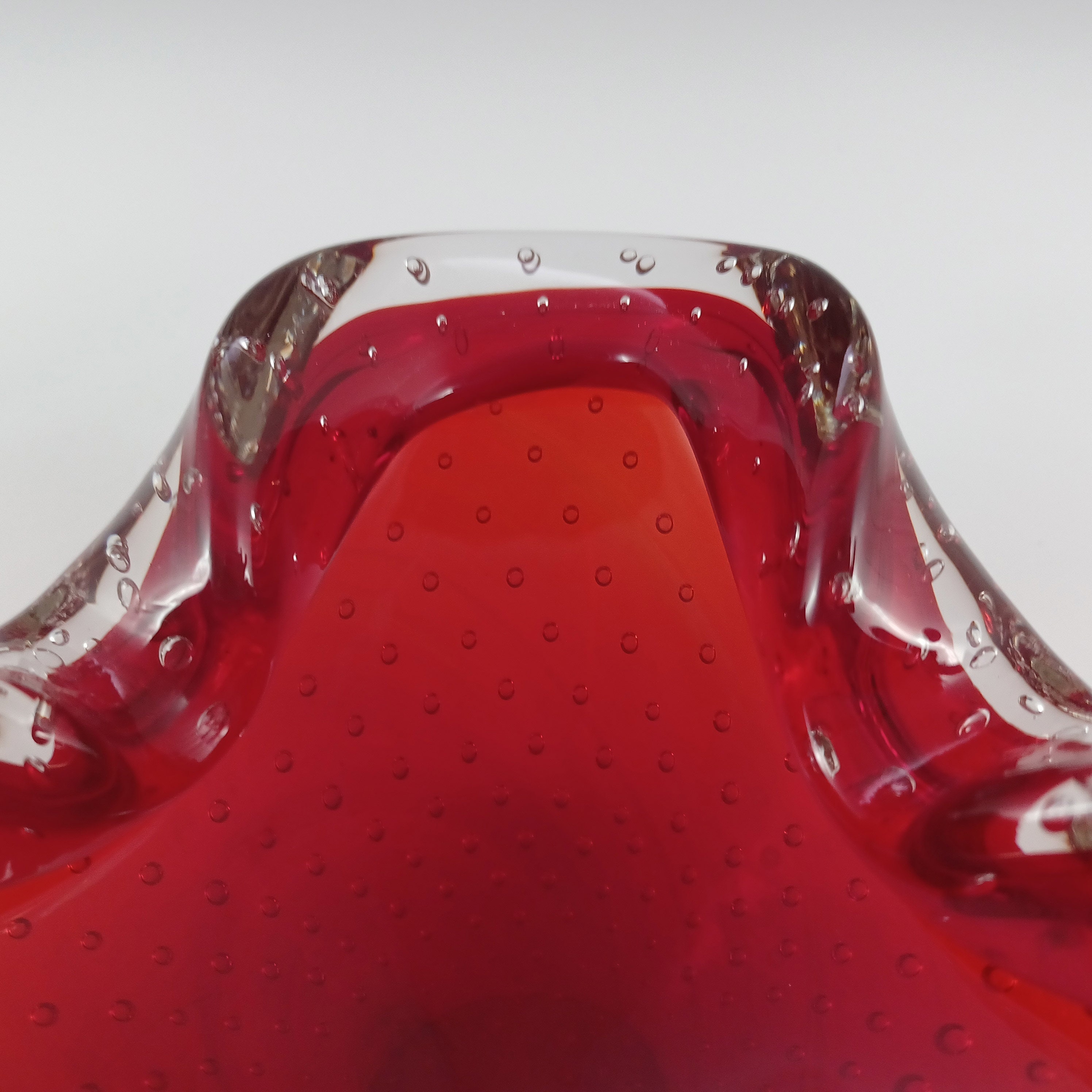 Barbini Murano Red & Clear Bubble Glass Biomorphic Bowl - Etsy