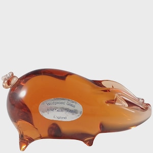 LABELLED Wedgwood Topaz Glass Lilliput Pig Paperweight L5019