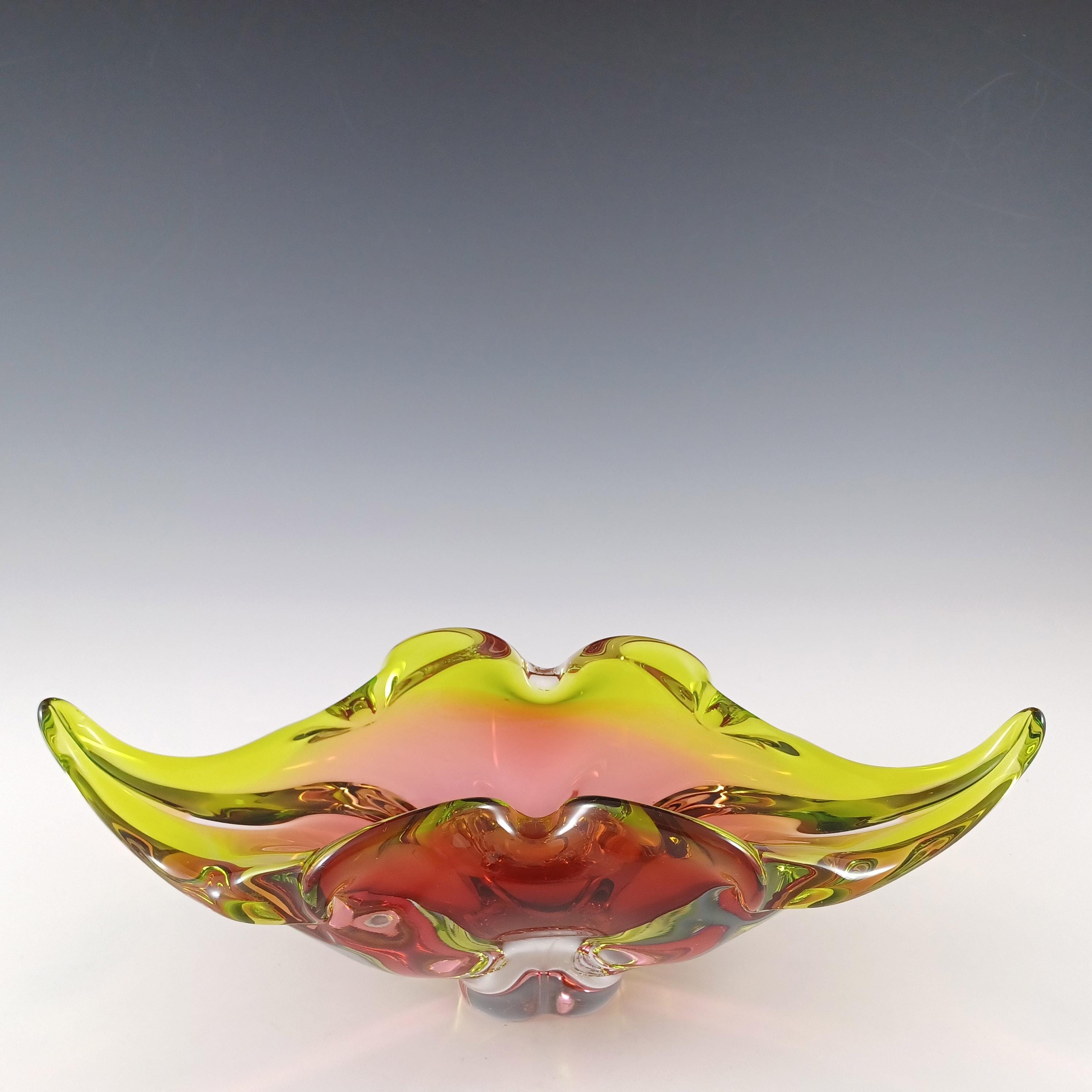 Chřibská #296/5/30 Czech Yellow & Pink Glass Bowl - Etsy