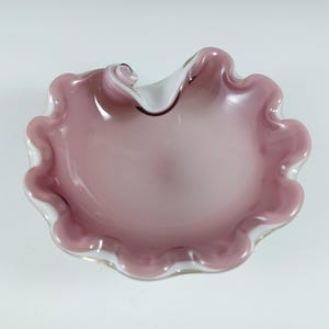 Murano Venetian Purple & White Cased Glass Ashtray Bowl