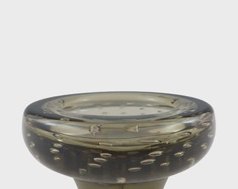 Whitefriars #9294 Twilight Grey Glass Controlled Bubble Lobed Bowl