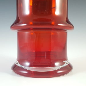 Riihimaki 1532 Riihimaen Lasi Oy Red Hooped Cased Glass Vase image 3