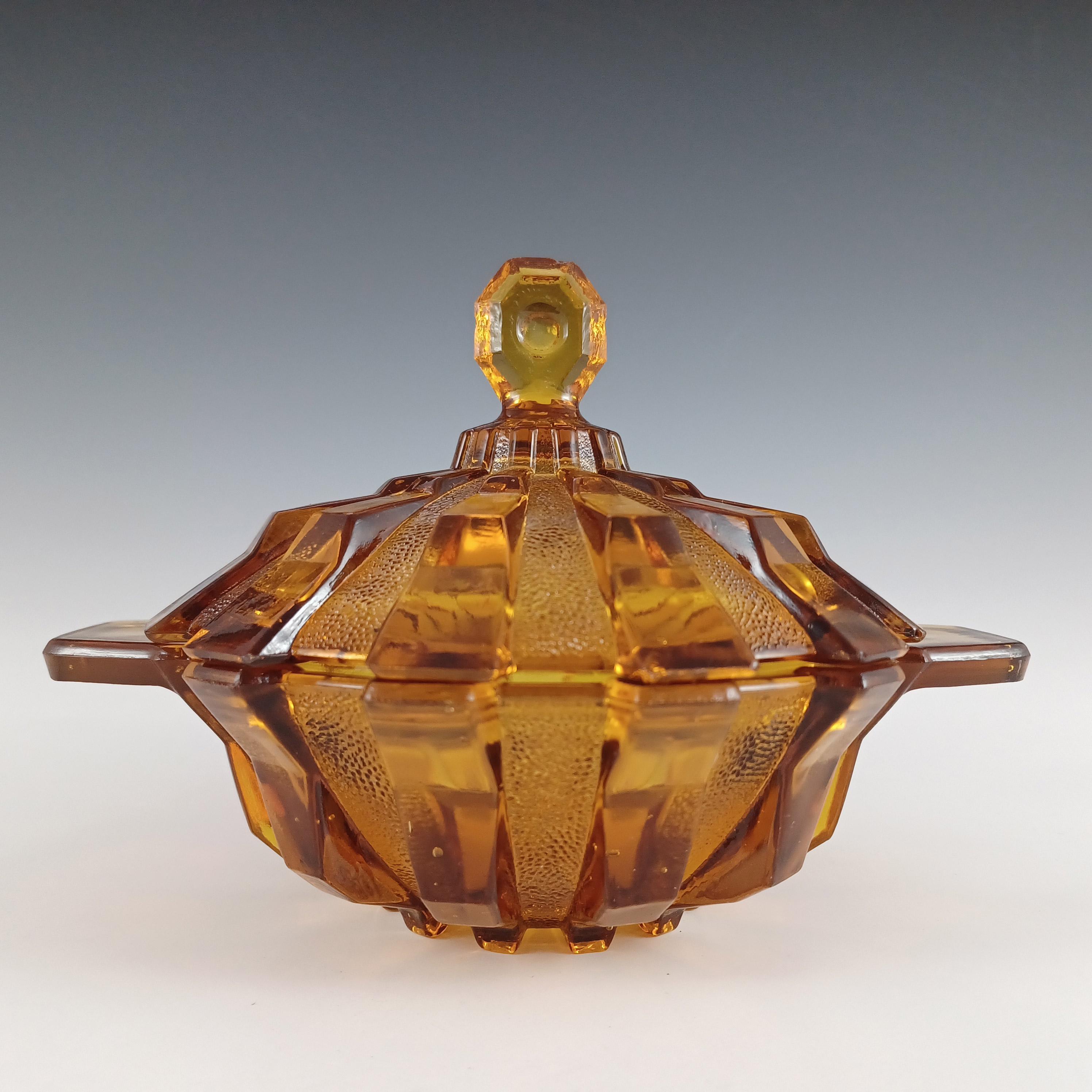 Stölzle Czech Art Deco 1930's Amber Glass Trinket Bowl - Etsy