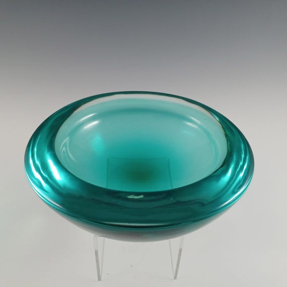 Archimede Seguso Large Murano Turquoise Blue Glass Geode