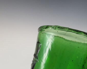 Taiwanese Empoli Style Green Glass Car Decorative Bottle & Glasses