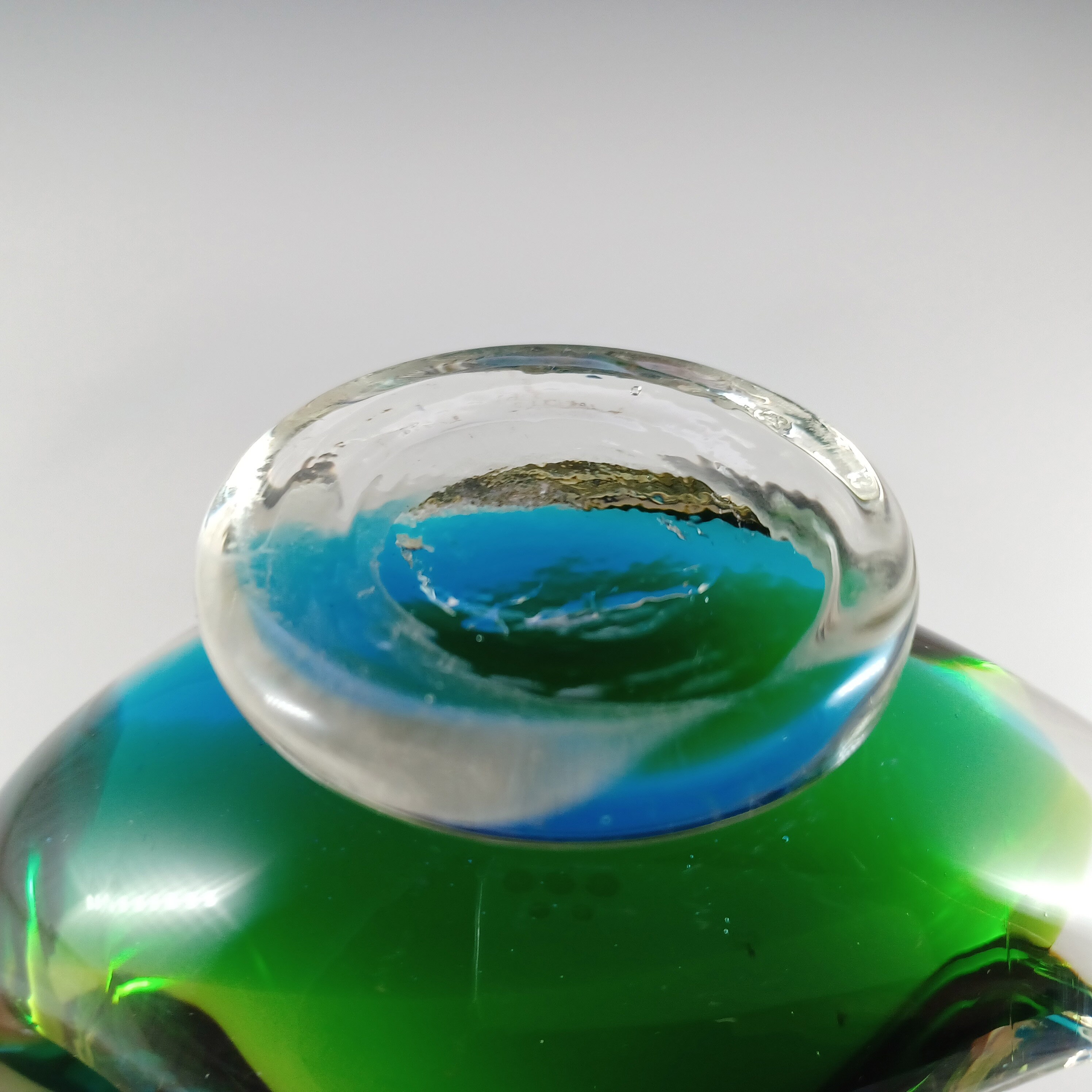 ムラーノ ヴィンテージ グリーン＆ブルー ベネチアンガラス 白鳥の彫刻