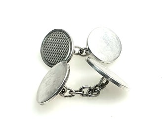 Sterling Silver Cufflink Pair - Hallmarked Sterling Silver Cuff Links - Stamped 925 Silver - Retro Silver Cufflinks