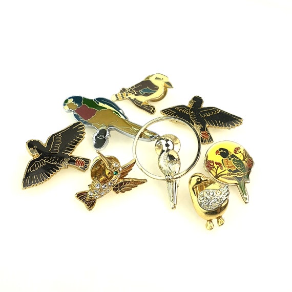 BULK BUY LOT - Retro Bird Pin Group - Enamel brooc