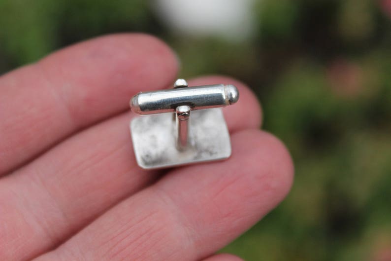 Groomsmen Gift Hammered Modern Design Sterling Rectangle Bar Cuff Links Wedding Cuff Links