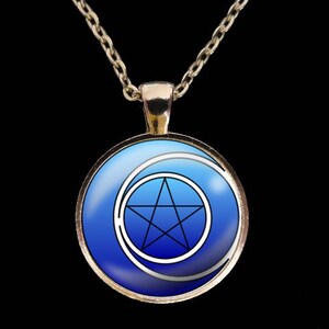 Triple Moon Pentacle Necklace 18 Silver Plated Chain - Etsy