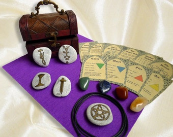 WICCAN ALTAR KIT chest beginners witches starter set compact mini small travel wicca choice of colors