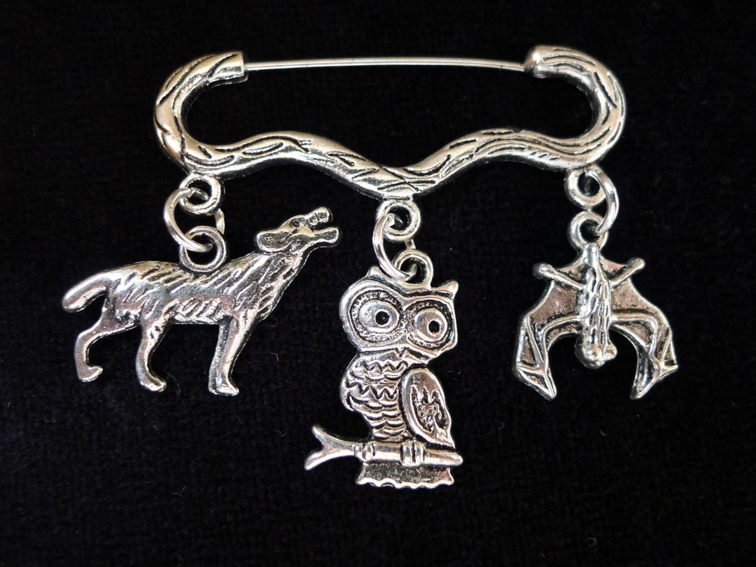 Creatures of the Night Cloak Brooch Halloween Wicca Silver Pin Etsy