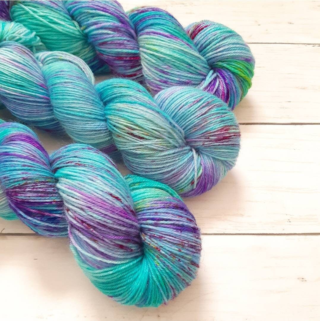 Mermaid 20g mini superwash hand dyed yarn | Etsy