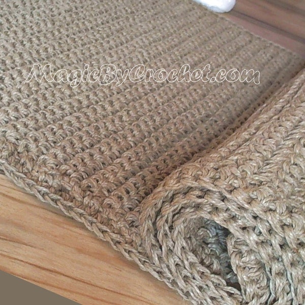 Alfombra corredora pasillo, alfombra de yute, alfombra de ganchillo, alfombra natural, alfombra rústica, no.009
