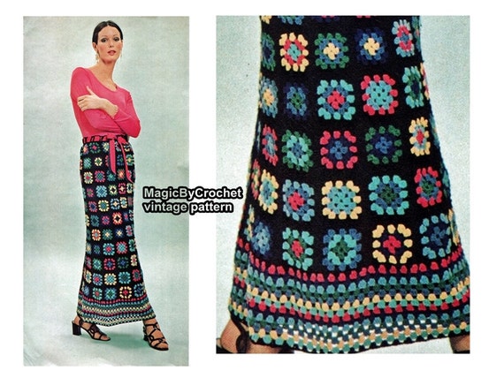 Vintage Maxi Skirt Pattern Crochet Pattern pdf Boho Skirt