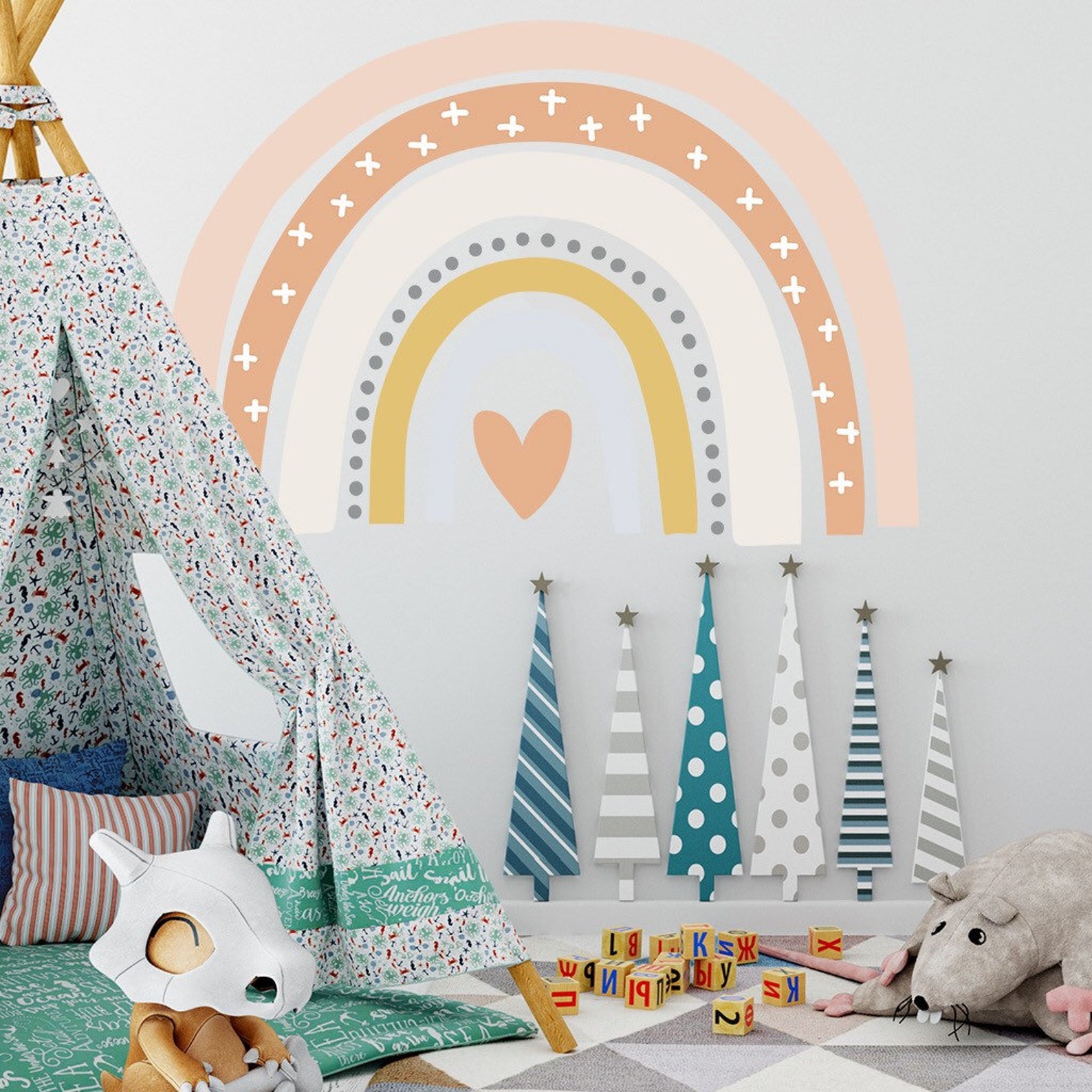 Rainbow Wall Decals Extra Large Decal Watercolor Rainbow Etsy