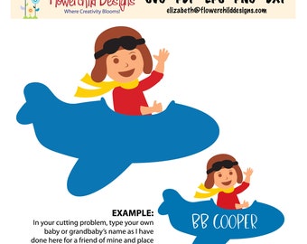 Avión de dibujos animados con niño piloto SVG: ropa de bebé, arte infantil (archivo digital)
