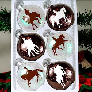 Dressage Rider, Horse Ornament, Christmas, 2.6 Glass Disc, Glitter, English, Equitation, Hunt Seat, Horse Jumping,©