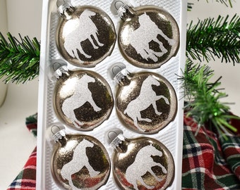 Draft Horse Ornament, Belgian, Friesian, Shire, Clydesdale Christmas,, 2.6 Glass Disc, Glitter, Custom Ornament,©