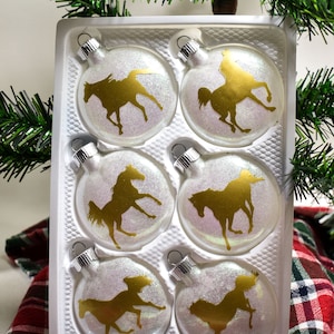 Arabian Horse Ornament, Polish Arab, Egyptian Arab, Christmas, 2.6 Glass Disc, Glitter, Custom Ornament,©
