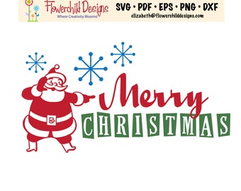 Feliz Navidad Santa - Estilo años 50 - Retro Santa - SVG - Archivo cortado - Arte de pared - Decoración del hogar - Camiseta - Cricut - Silueta DXF©