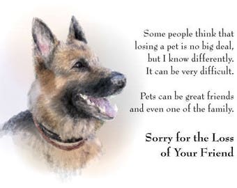 German Shepherd - Sympathy Card - Loss of a Dog, Pet, Puppy - Sympathy Best Friend - Condolence for Pet - Family Pet Loss
