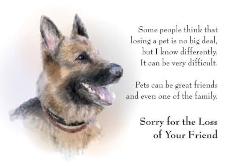 Digital Download German Shepherd Sympathy Card Loss of a Dog, Pet