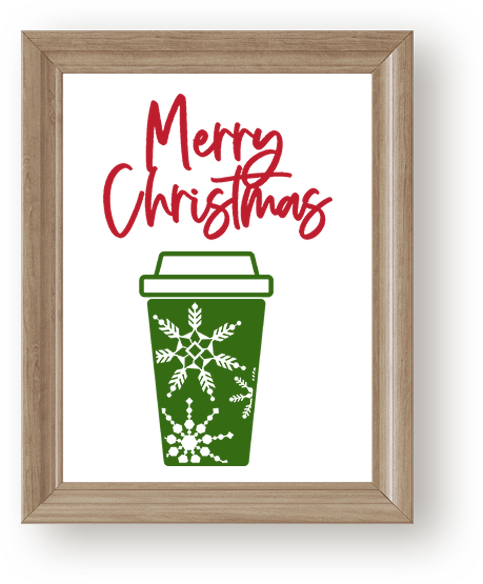 Coffee Cup Merry Christmas Merry Everything SVG Cut File Wall Art