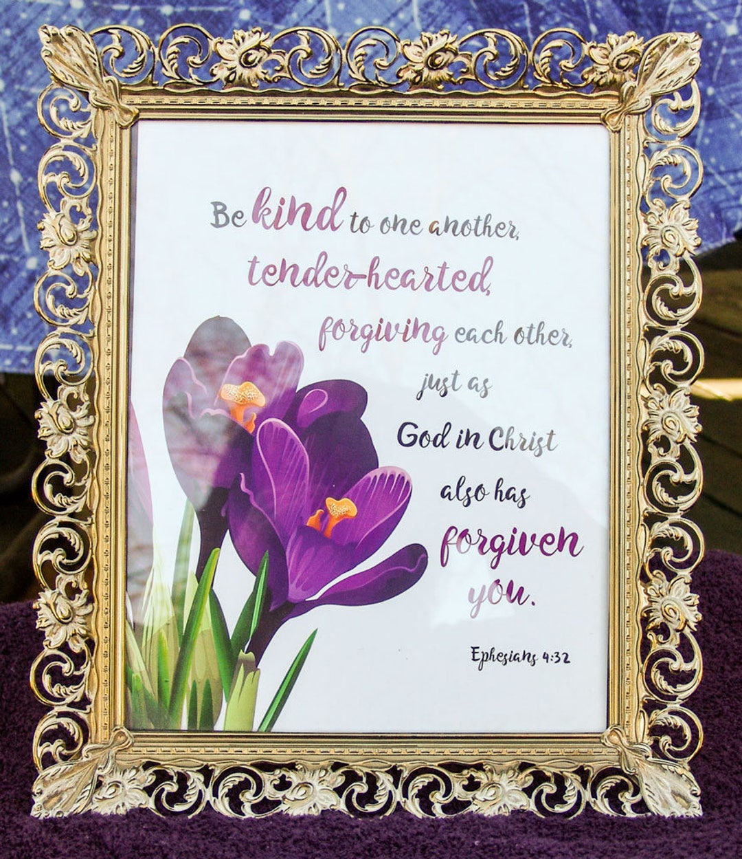 Scripture Wall Art - Floral Purple Crocus - 8X10 Wall Art - 