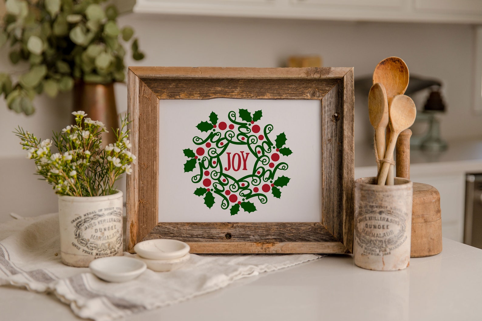 Download Joy Christmas Wreath SVG Cut File Wall Art Home Decor | Etsy