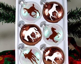 Adorno de caballo potro: disco de cristal brillante, decoración navideña del oeste