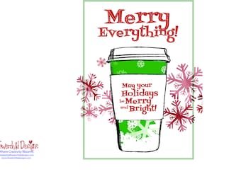 Tarjeta navideña para amantes del café: Feliz Navidad (Descarga digital)