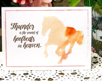 Digital Download - Horse - Peach/Apricot Watercolor Galloping Pony "Thunder is the Sound of Hoofbeats in Heaven"©