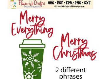 Taza de café - Feliz Navidad - Feliz todo - SVG - Archivo cortado - Arte de pared - Tarjeta de felicitación - Decoración del hogar - Camiseta - Cricut - Silueta DXF
