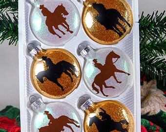 Adorno de caballo, Navidad, Vaquero, Vaquera, Jinete occidental, Brillo, Adorno personalizado