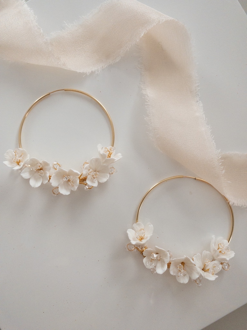 Handmade Floral Bridal Hoop Earrings Handcrafted In 14k Gold Or handmade-floral-bridal-hoop-earrings-handcrafted-in-14k-gold-or
