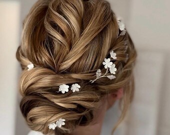 Handmade Daisy Wedding Hairpin Set, Pearl or Crystal