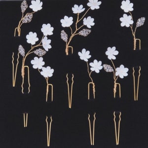 White clay daisy bridal hair pins, set of 7 bridal hairpins, wedding hair pin set, bridal hair accessories, handmade daisy hairpins, image 7