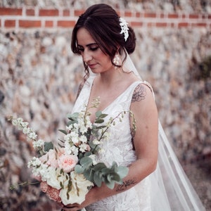 White Clay Bridal headpiece, white leaf headpiece, wedding headpiece, bridal crown, floral headpiece, white floral headband, Olive leaf image 7