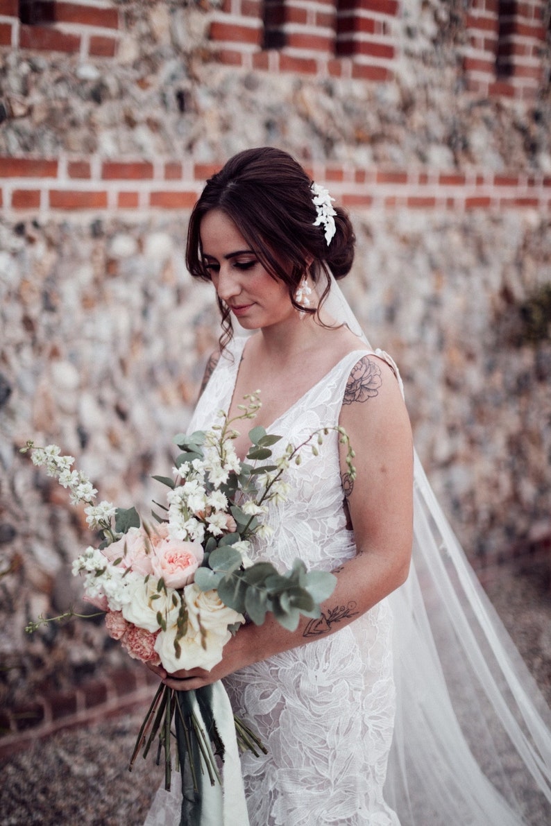 White Clay Bridal headpiece, white leaf headpiece, wedding headpiece, bridal crown, floral headpiece, white floral headband, Olive leaf image 7