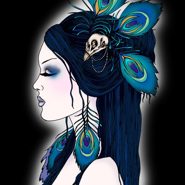 Peacock Lady A3 High quality print