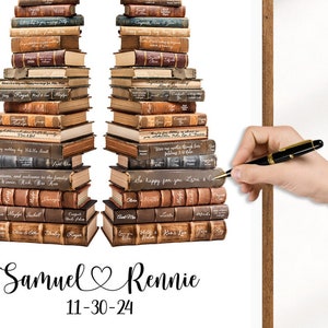 Books Wedding Guestbook Alternative, Birthday GuestBook, Book Lover Wedding Guestbook Poster, Class Gift For Teacher's Day - CGB450