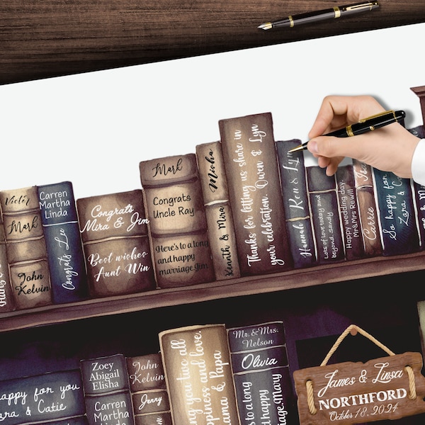 Libro de firmas de boda: decoración alternativa para el hogar, libro de firmas para invitados, regalo de aniversario para padres - CGB464