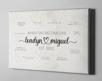 Canvas wedding guestbook alternative, Engagement signature guestbook, Unique gift for wedding, When two become one wedding quote - CGB400