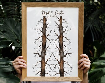 Tree Wedding Guestbook, Rustic Tree Signature Guest Book, Rustic Wedding Tree Guestbook Alternative, Signature Watercolor Tree Decor -CGB419