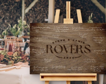 Rustic Wood-Like Wedding Guest Book, Canvas Signature GuestBook, Rustic Last Name Guestbook, Rustic Wedding Decor, Wedding Gift Ideas - WGB5