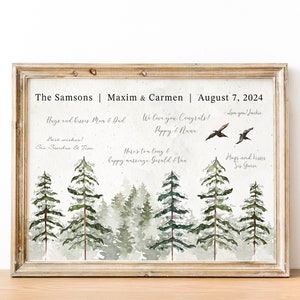 Tree Wedding Guestbook, Tree Signature Guest Book, Rustic Wedding Tree Guestbook Alternative, Signature Watercolor Tree Home Decor - CGB417
