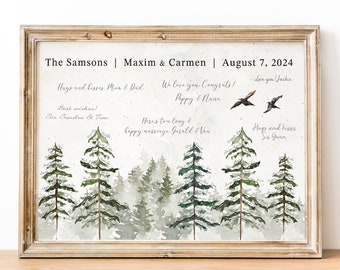 Tree Wedding Guestbook, Tree Signature Guest Book, Rustic Wedding Tree Guestbook Alternative, Signature Watercolor Tree Home Decor - CGB417